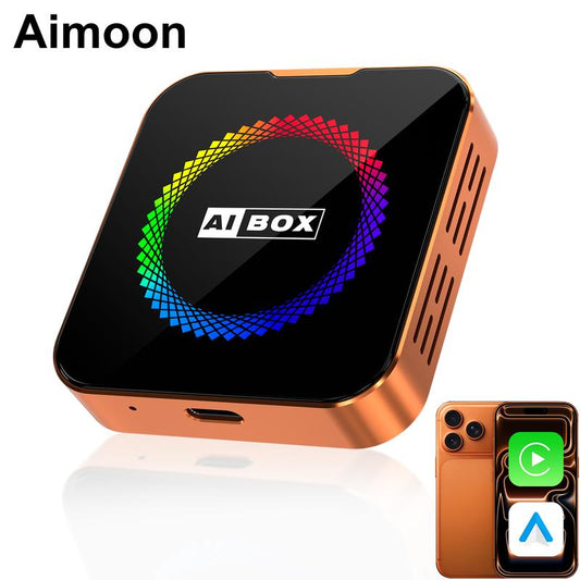 Aimoon Orange Ai Cube Pro Max Wireless CarPlay Adapter for iPhone and Android Auto